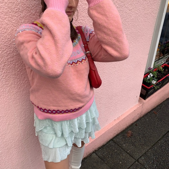 LoveShackFancy Pink Knit Sweater - Picture 3 of 4